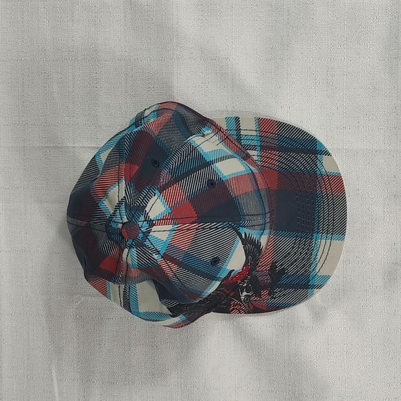 Explicit Size Small/Medium Ball Cap Blue Red White Plaid Hat - Picture 2 of 5
